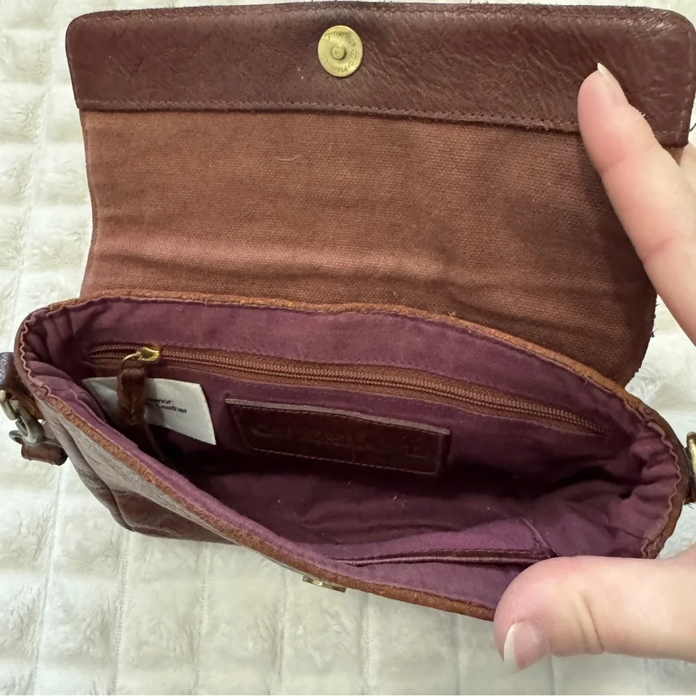 Overland Brown Leather Wristlet Clutch Bag ~‎ Western Southwestern Boho Concert